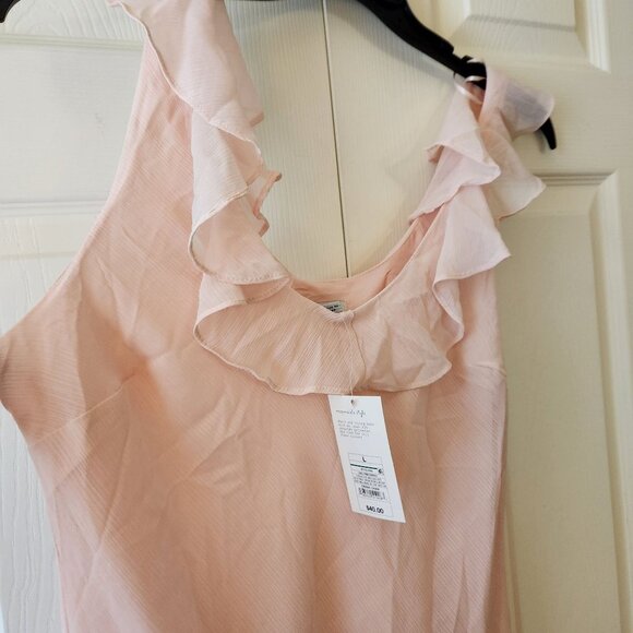 A New Day Light Pink Ruffled Sleeveless Midi Dress Size L NWT - Picture 8 of 14